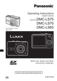 Panasonic Lumix LS60 manual. Camera Instructions.